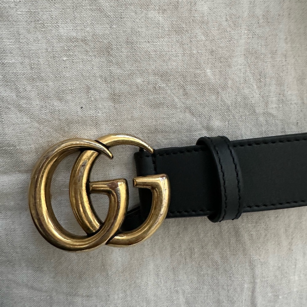 Gucci Marmont Black Belt with Gold Buckle
